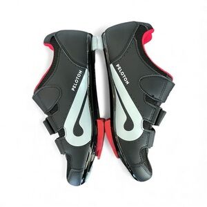 PELOTON Indoor Unisex Bike Cycling Shoes Cleats Size 40 Black & Red Clean EUC